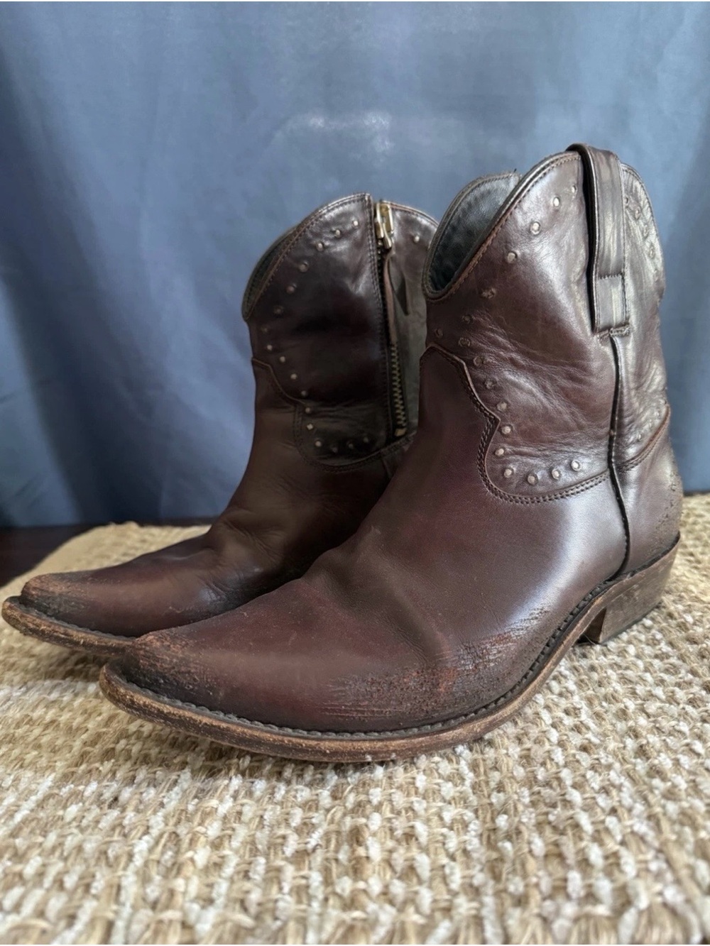 Women’s Brown Golden Goose Leather Western Zip Ankle Boots - Picture 2 of 3